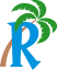 Decorative letter R with animated palm tree