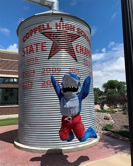 Shark mascott at Coppell high school