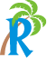 Decorative letter R with animated palm tree