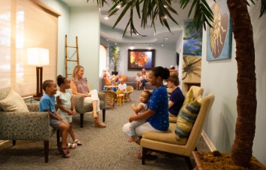 Kids in Coppell pediatric dental office waiting room