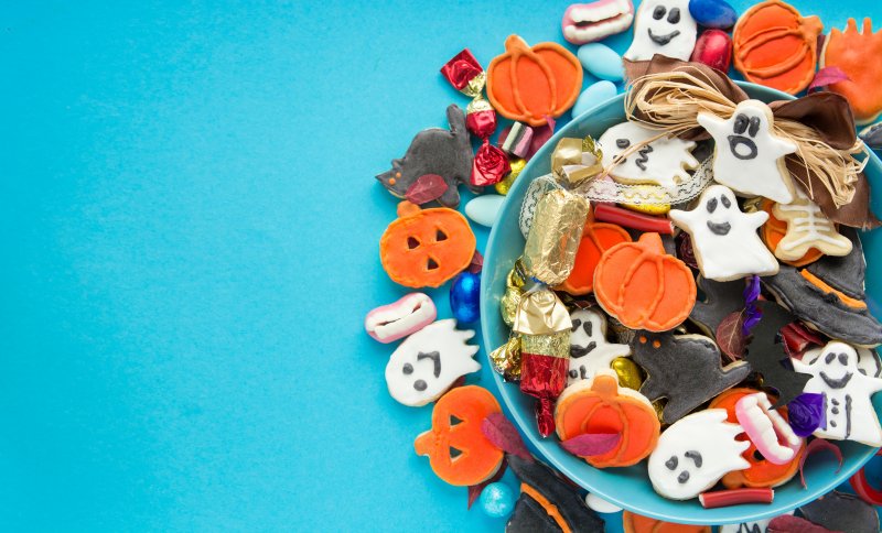 bucket of Halloween candy