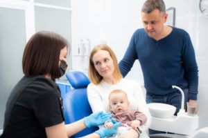 Mother and child at dentist 